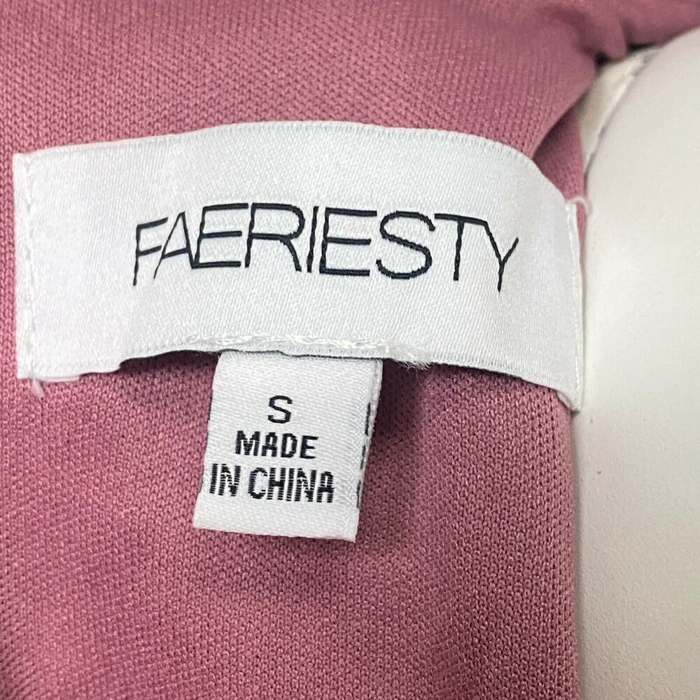 Faeriesty Dusty Rose VNeck Shear Long Sleeve Bridesmaid Dress Ruched A-line Sz S - Picture 12 of 12